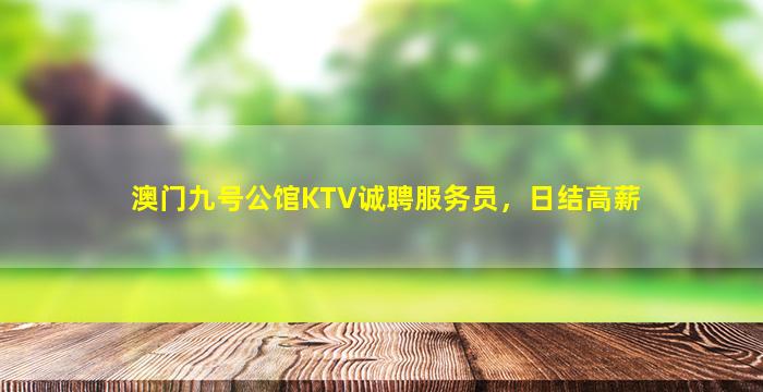 澳门九号公馆KTV诚聘服务员，日结高薪